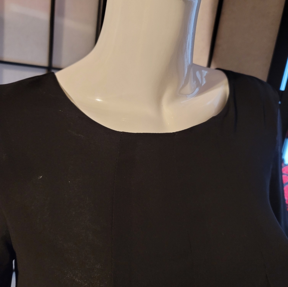 MINE LADIES BLACK BABY DOLL PLEATED FRONT/PEEK A BOO BACK BLOUSE/SIZE SMALL - Picture 7 of 14